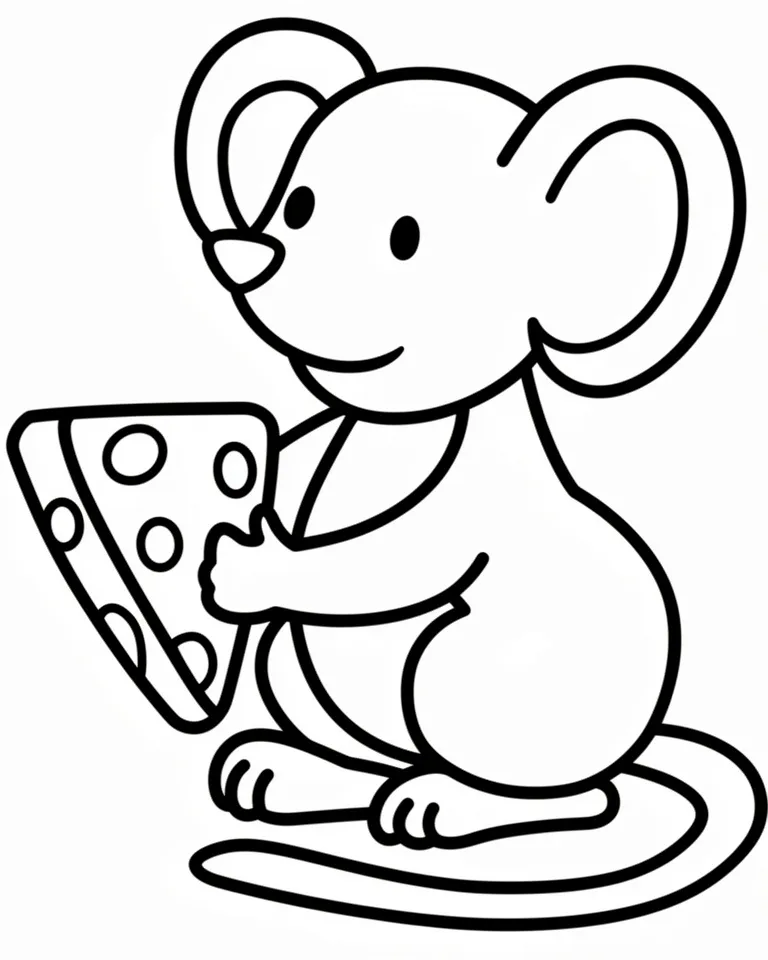 Раскраска – Мышка с сыром