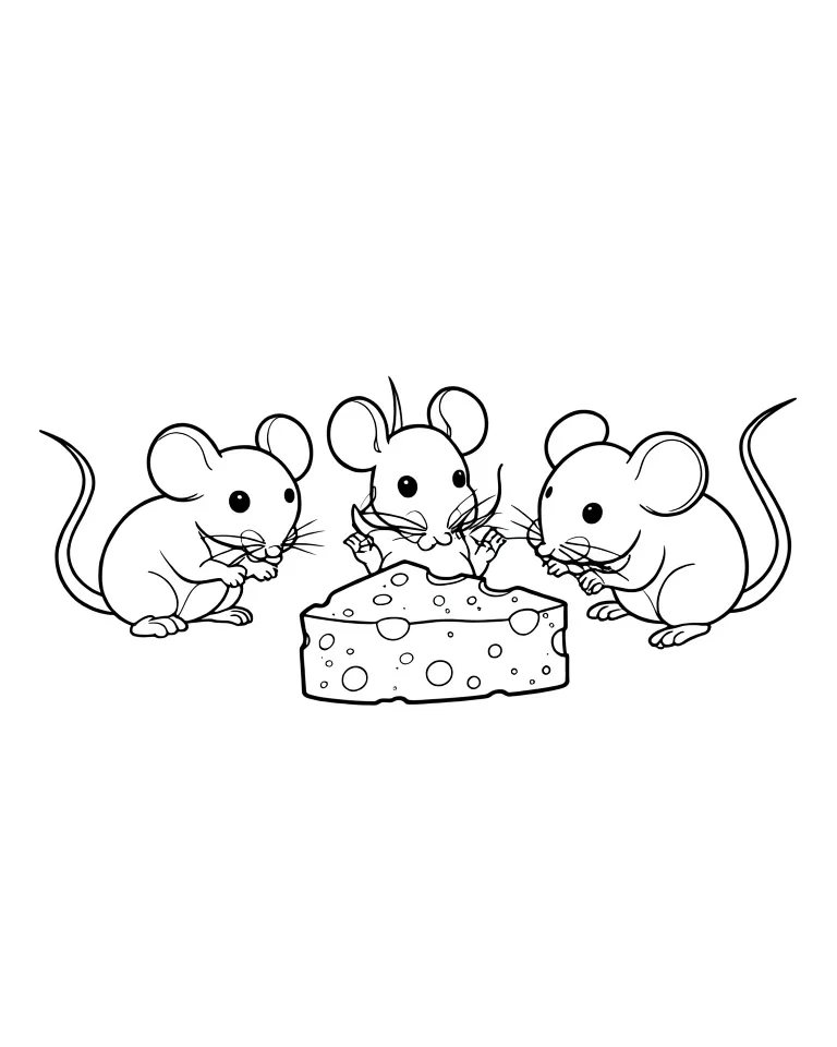 Раскраска – Мышки нашли сыр