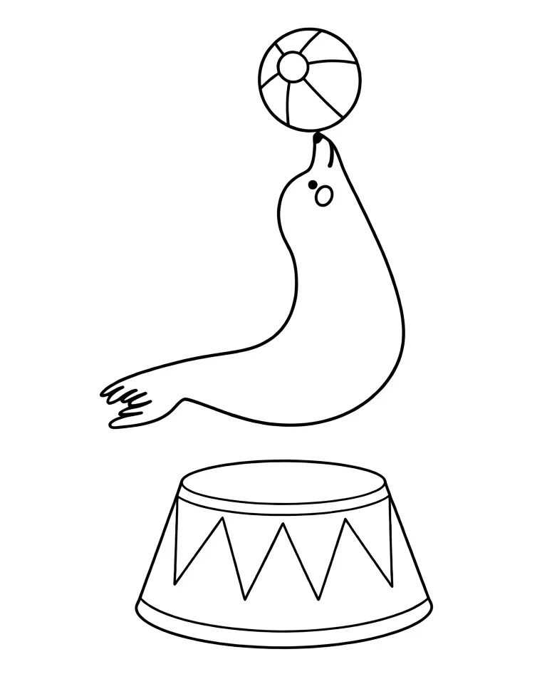 Раскраска – Нерпа с мячом