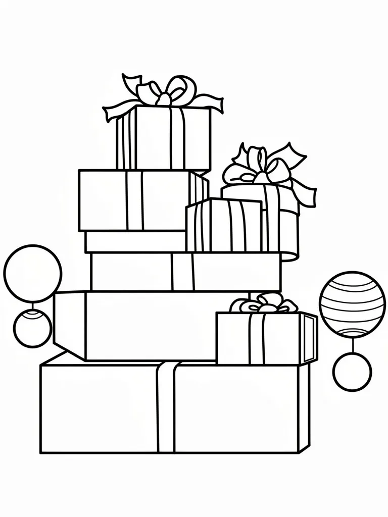 Раскраска – Новогодние коробки-подарки