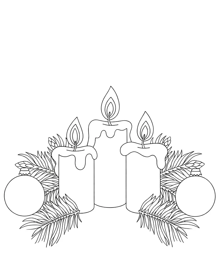 Раскраска – Новогодние свечи