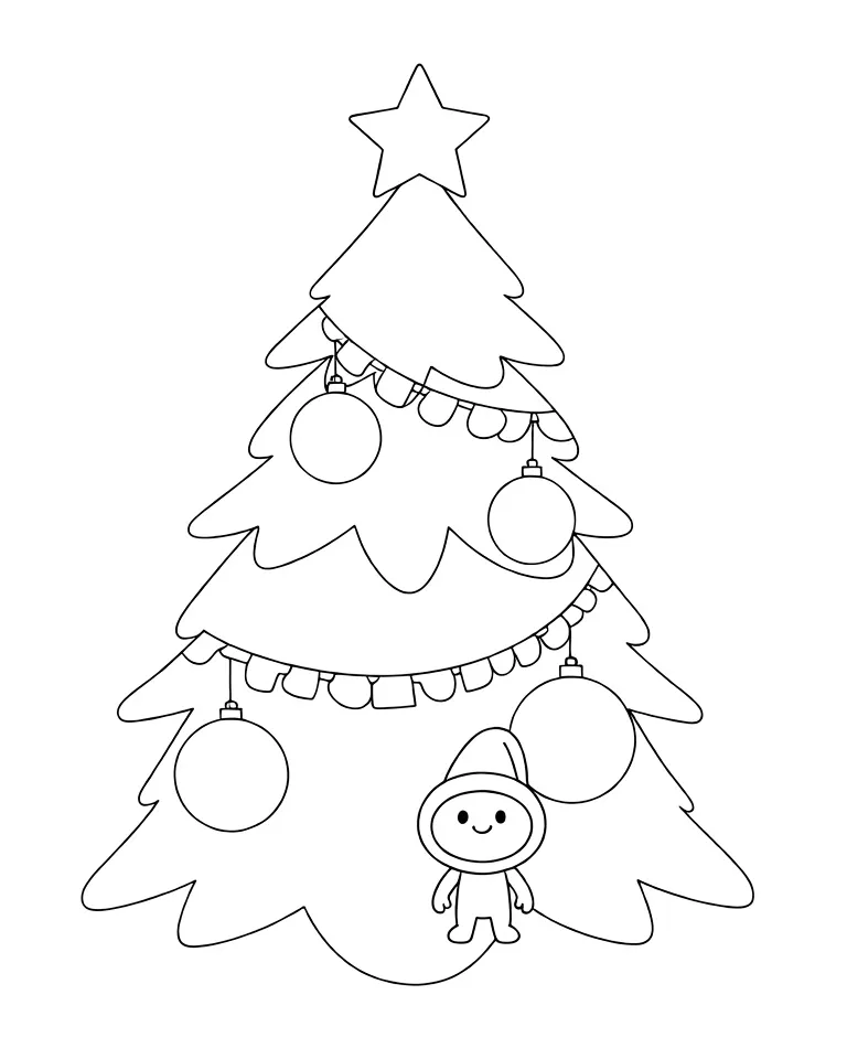 Раскраска – Новогодняя елочка антистресс