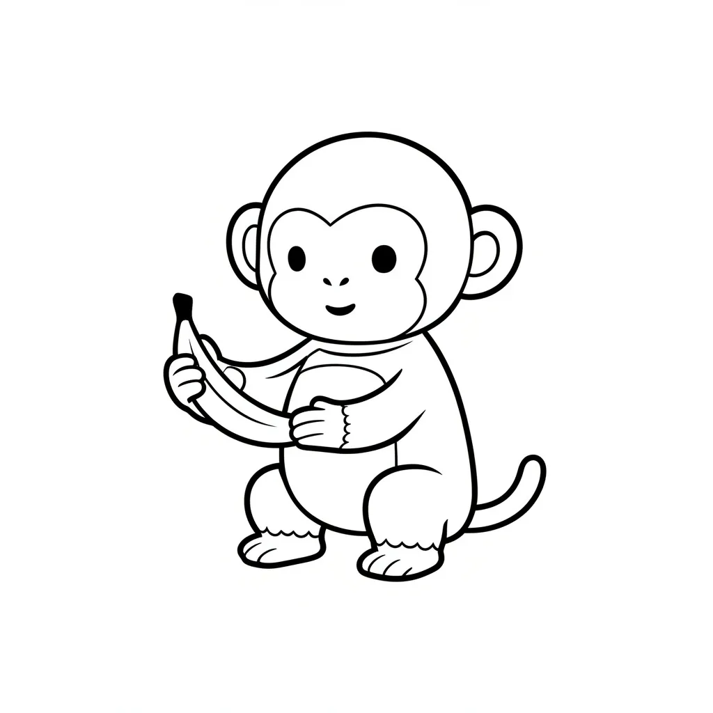 Раскраска – Обезьянка нашла банан