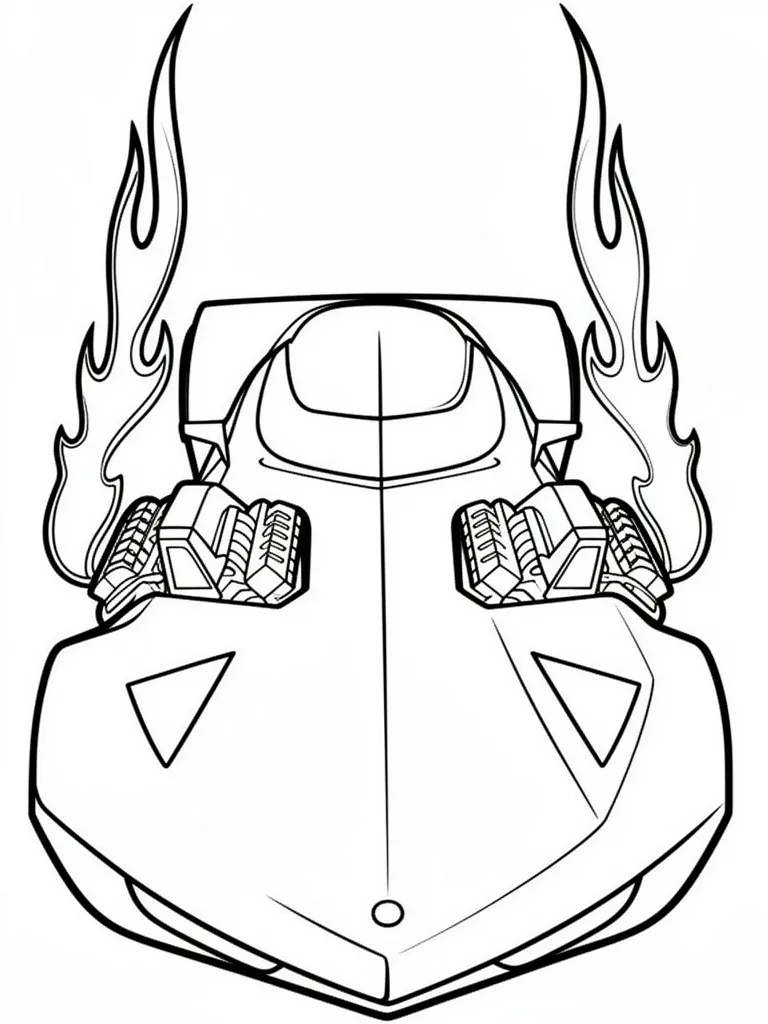 Раскраска – Огонь из двигателя