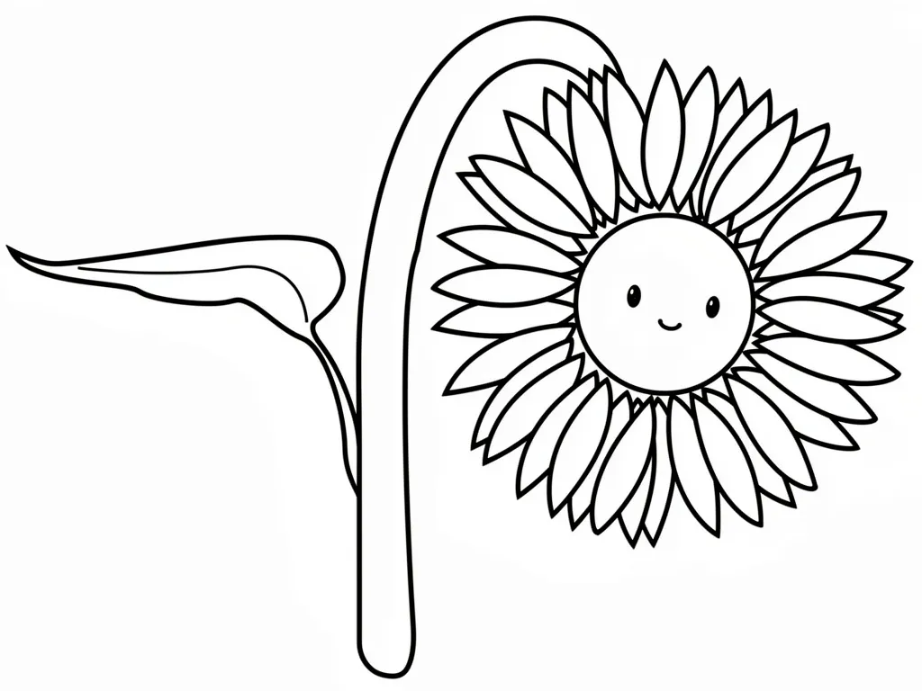 Раскраска – Огромный подсолнух