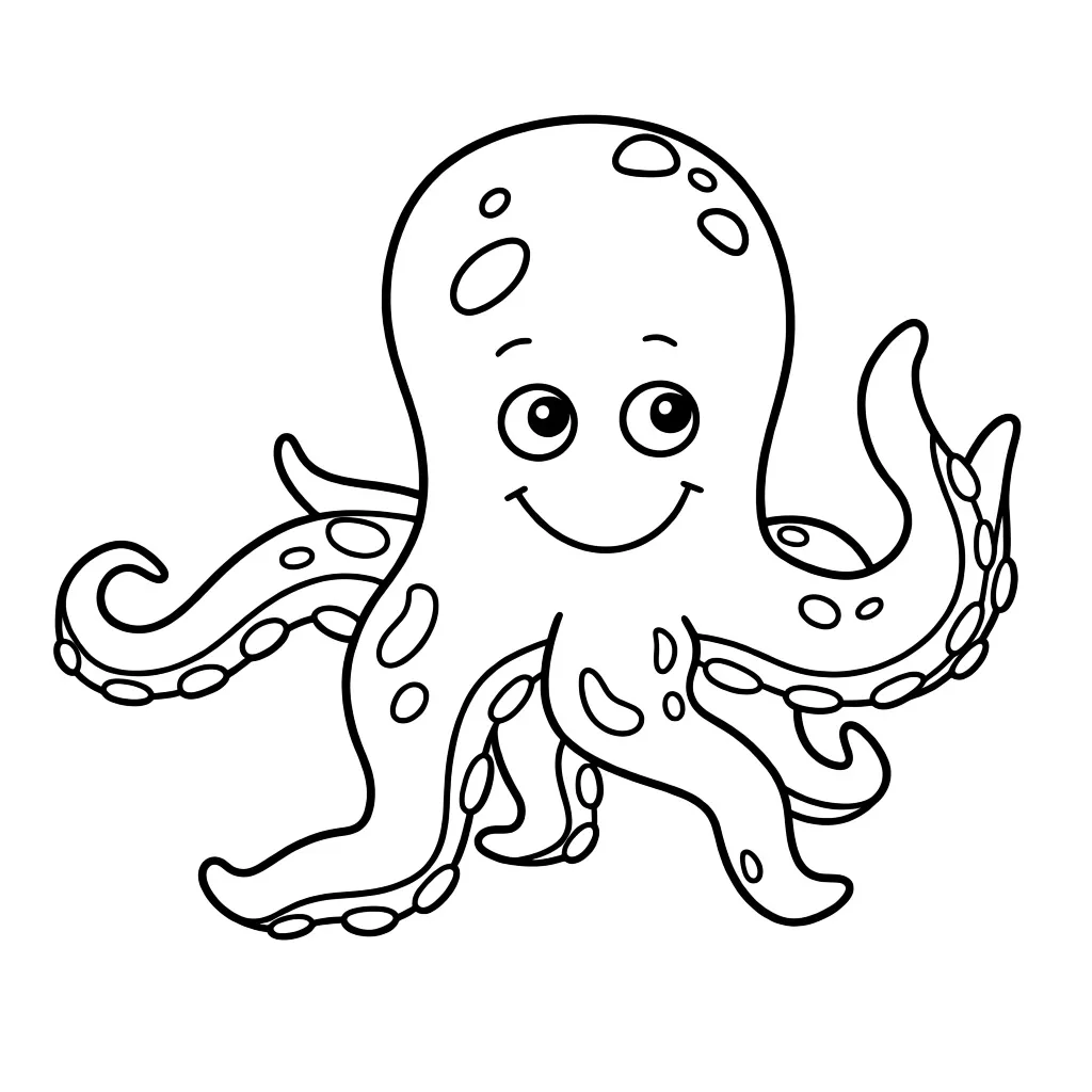 Раскраска – Осьминог с большой головой