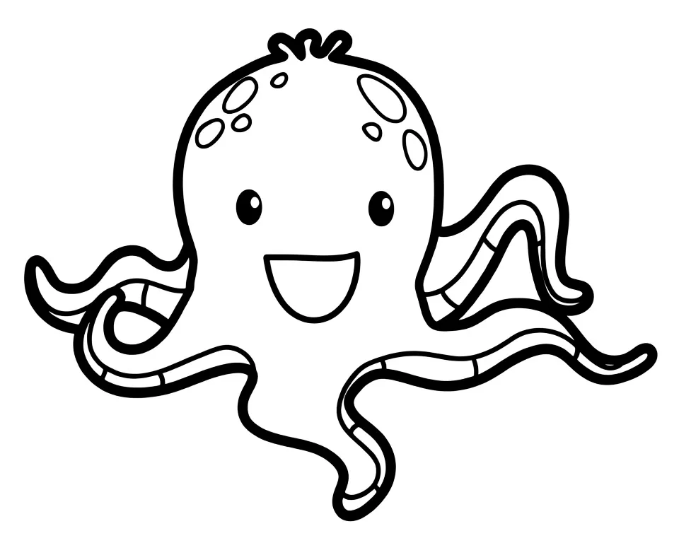 Раскраска – Осьминог улыбается