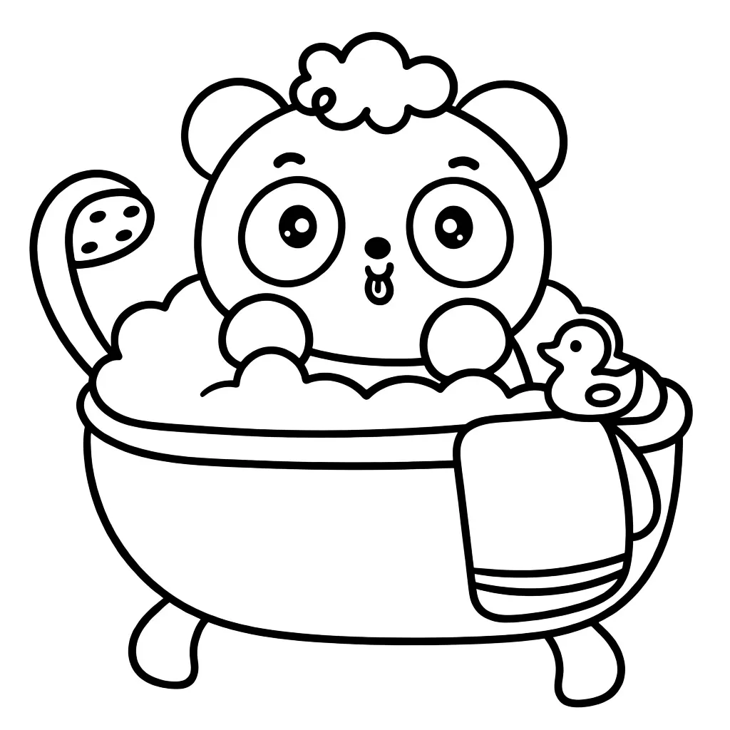 Раскраска – Пандочка принимает ванну