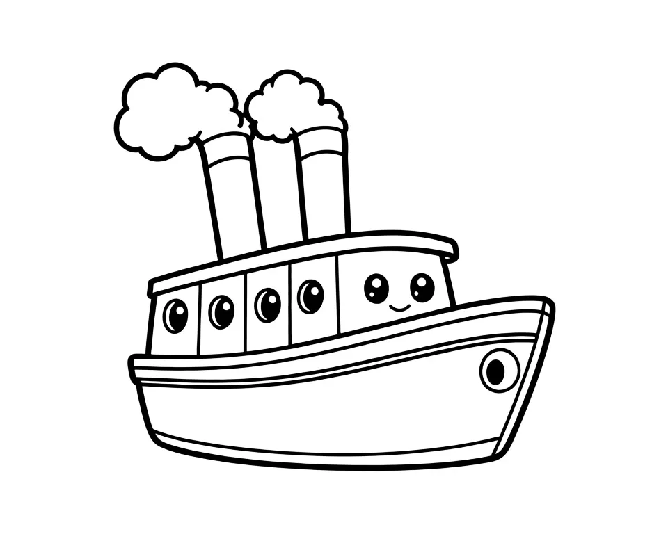 Раскраска – Пароход