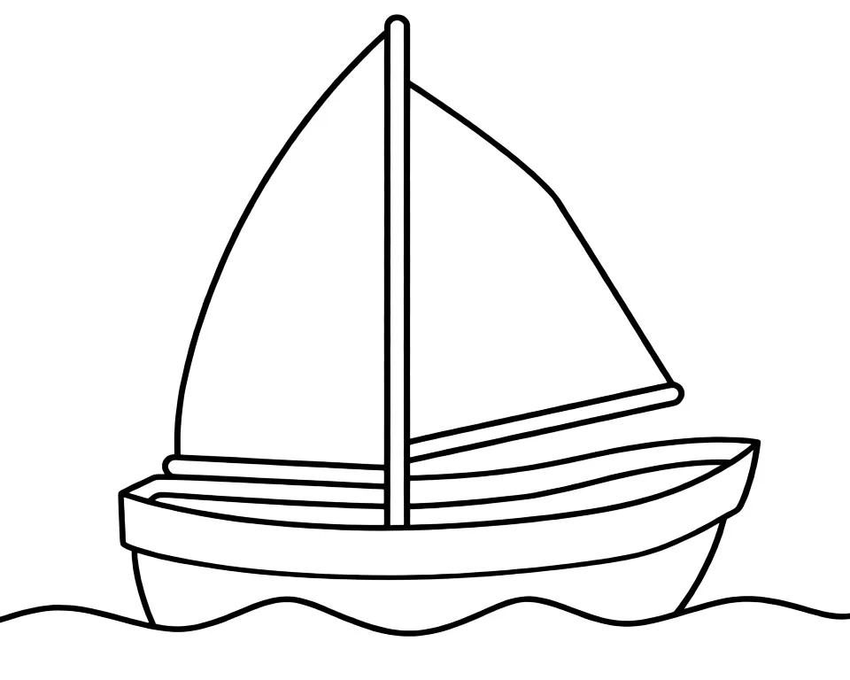 Раскраска – Парусник на волнах