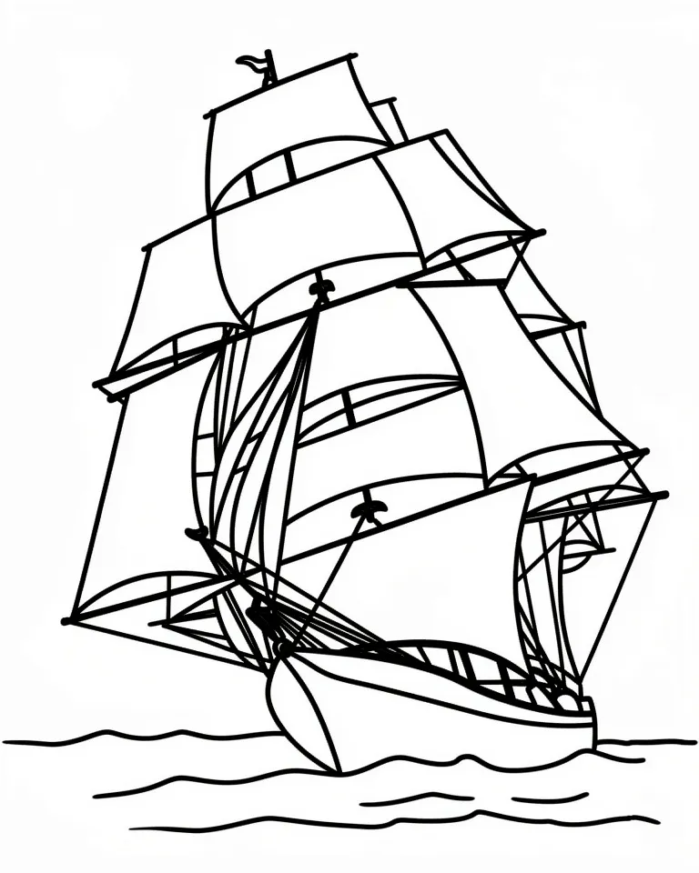 Раскраска – Парусный корабль