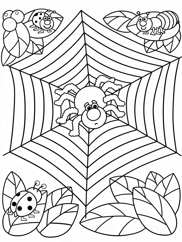 Раскраска – Паук в паутинке