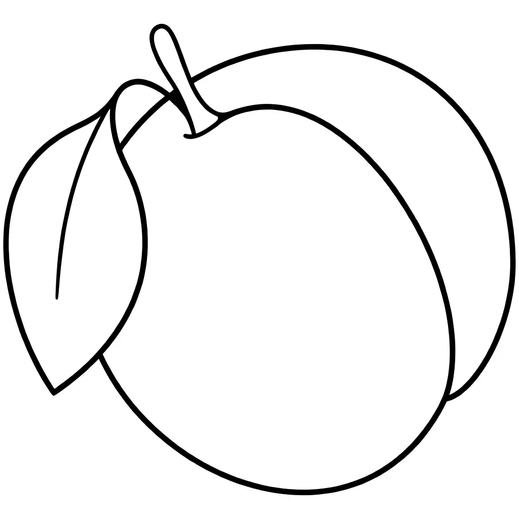 Раскраска – Персик с листочком