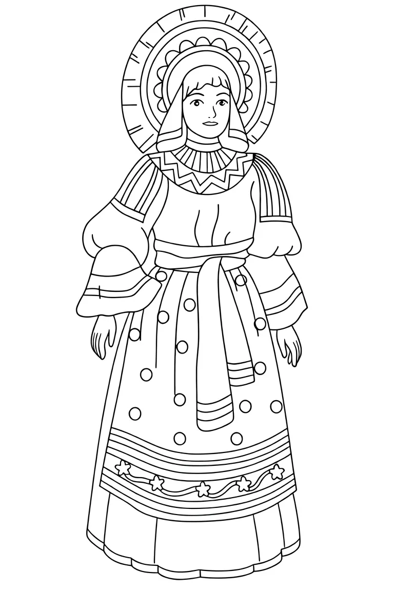 Раскраска – Платье Орловской губернии