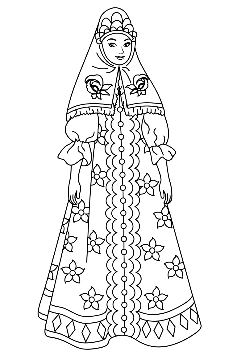 Раскраска – Платье Псковской губернии