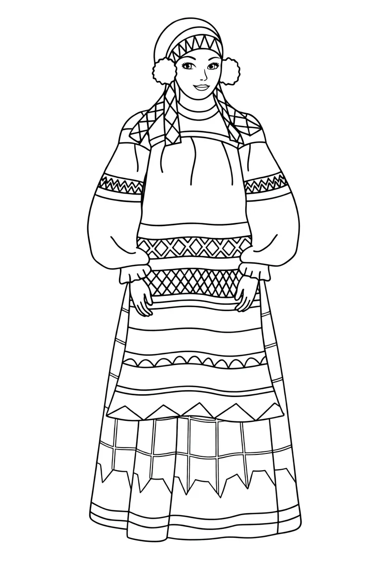 Раскраска – Платье Тульской губернии