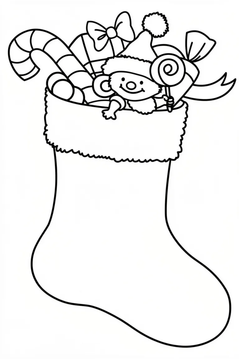 Раскраска – Подарки в носочке
