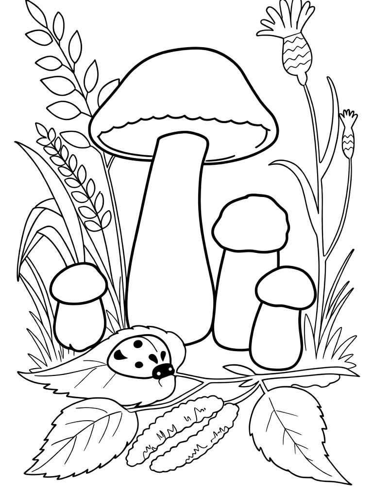 Раскраска – Подосиновики в лесу