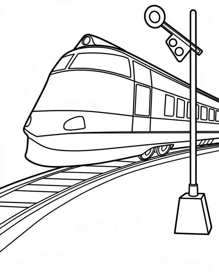 Раскраска – Поезд на светофоре