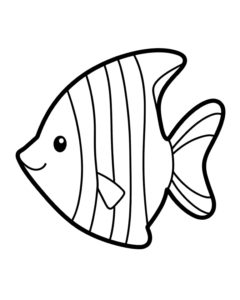 Раскраска – Полосатая рыбка