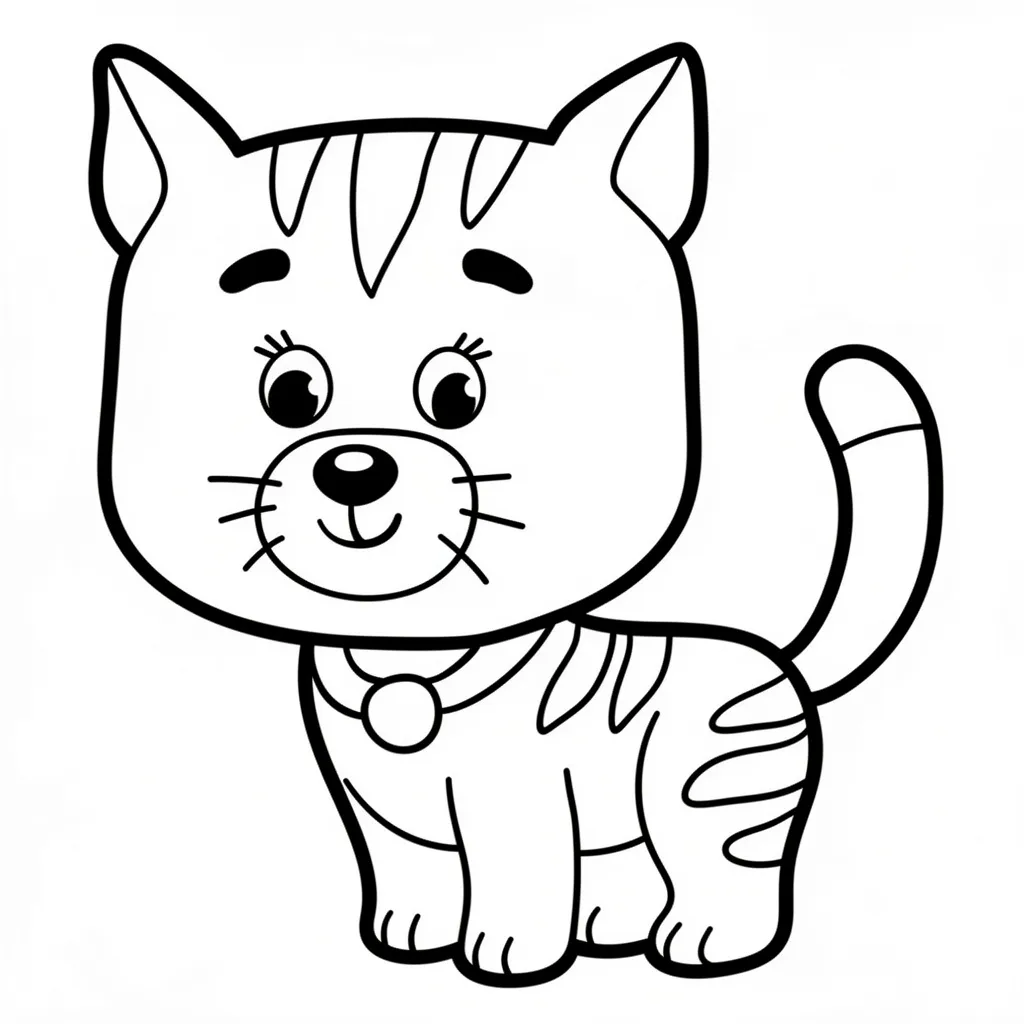 Раскраска – Полосатый кот