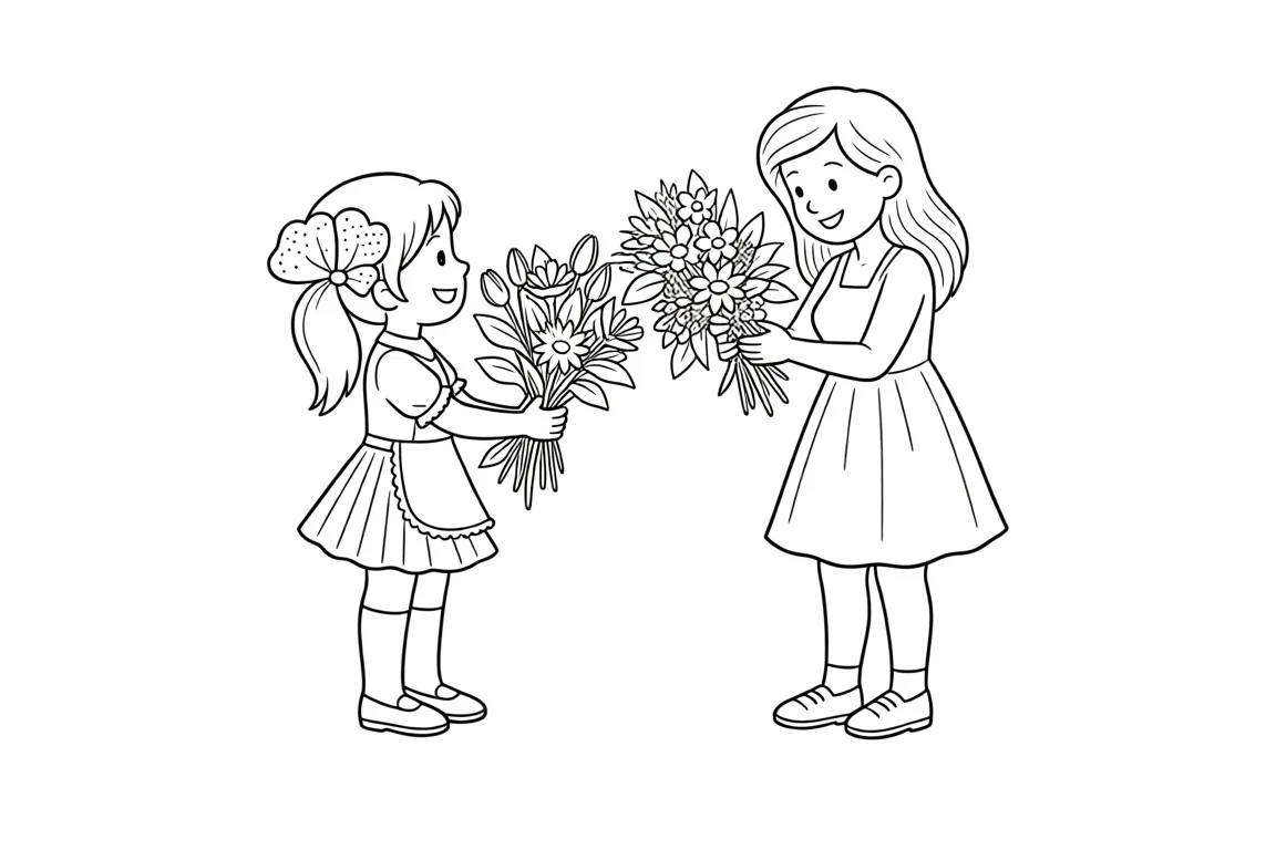 Раскраска – Поздравление для девочки