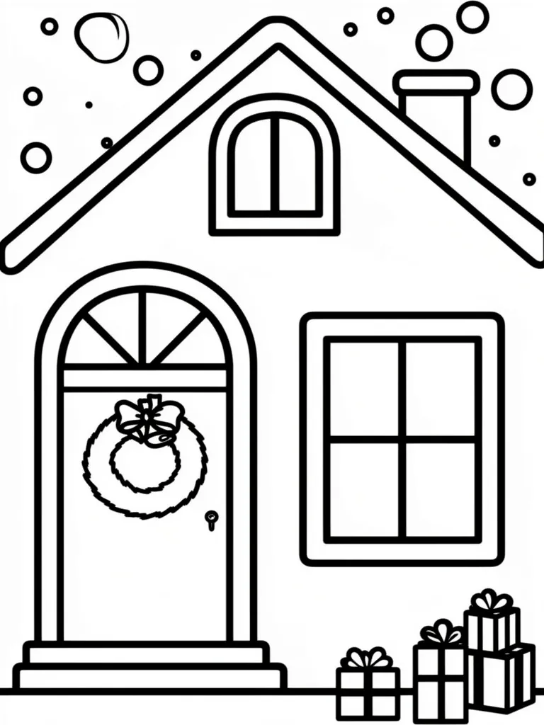 Раскраска – Праздничный домик