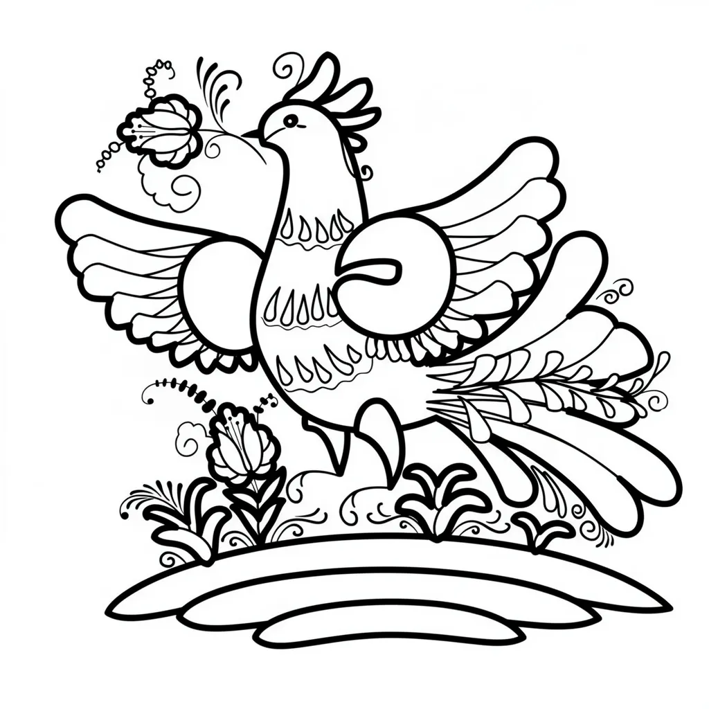 Раскраска – Птичка с затейливыми узорами