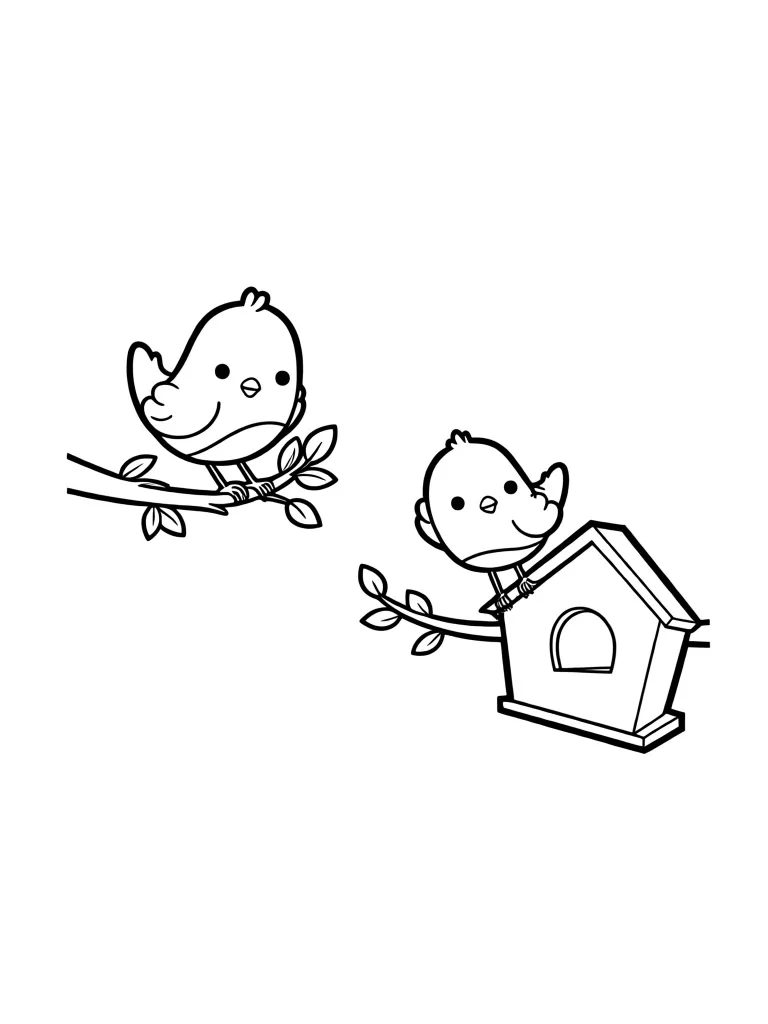 Раскраска – Радостные птички