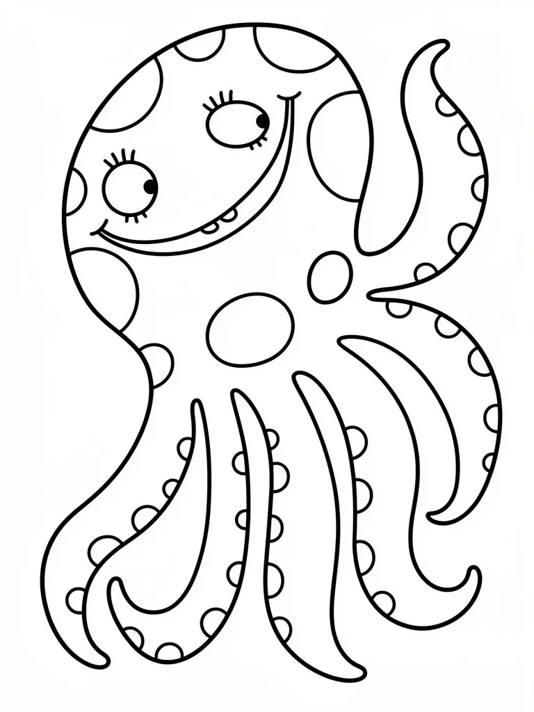 Раскраска – Радостный осьминог