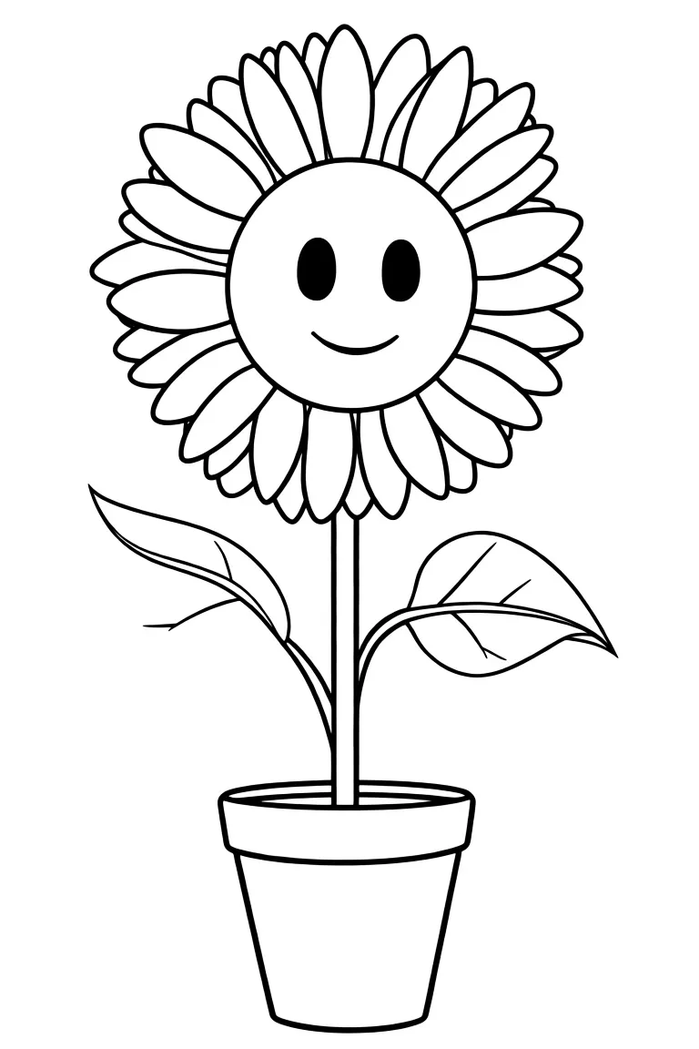 Раскраска – Радостный подсолнух