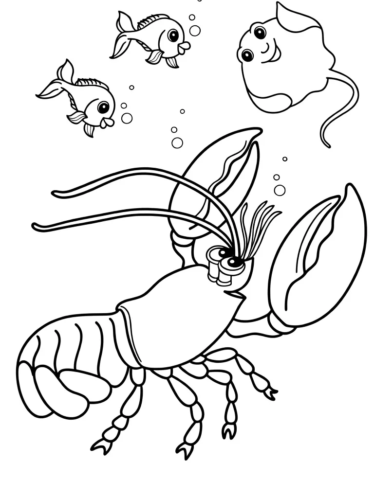 Раскраска – Рак ползет по дну