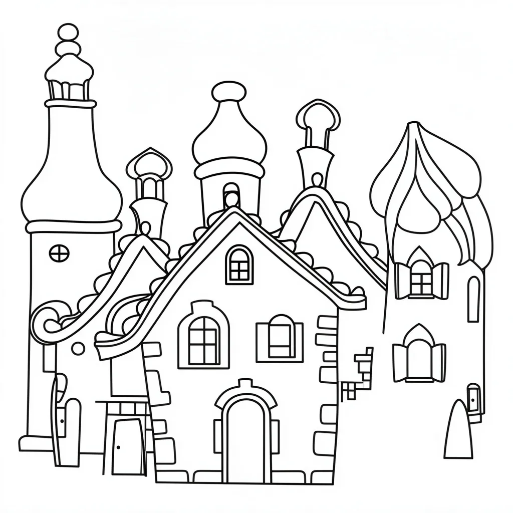 Раскраска – Расписные домики