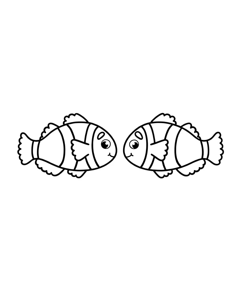 Раскраска – Рыбки плывут навстречу
