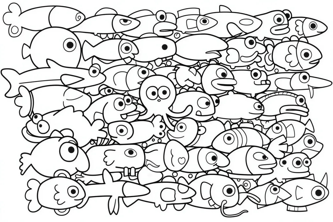 Раскраска – Рыбная тусовка