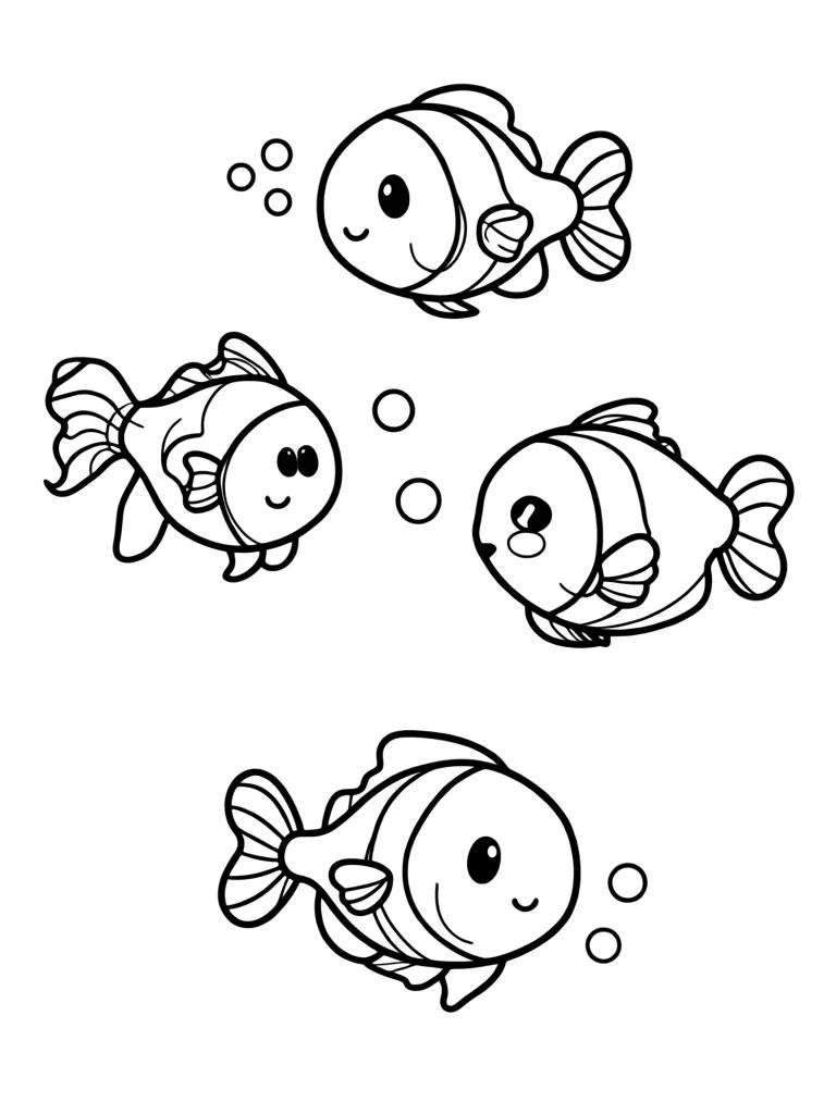 Раскраска – Рыбы плавают в море