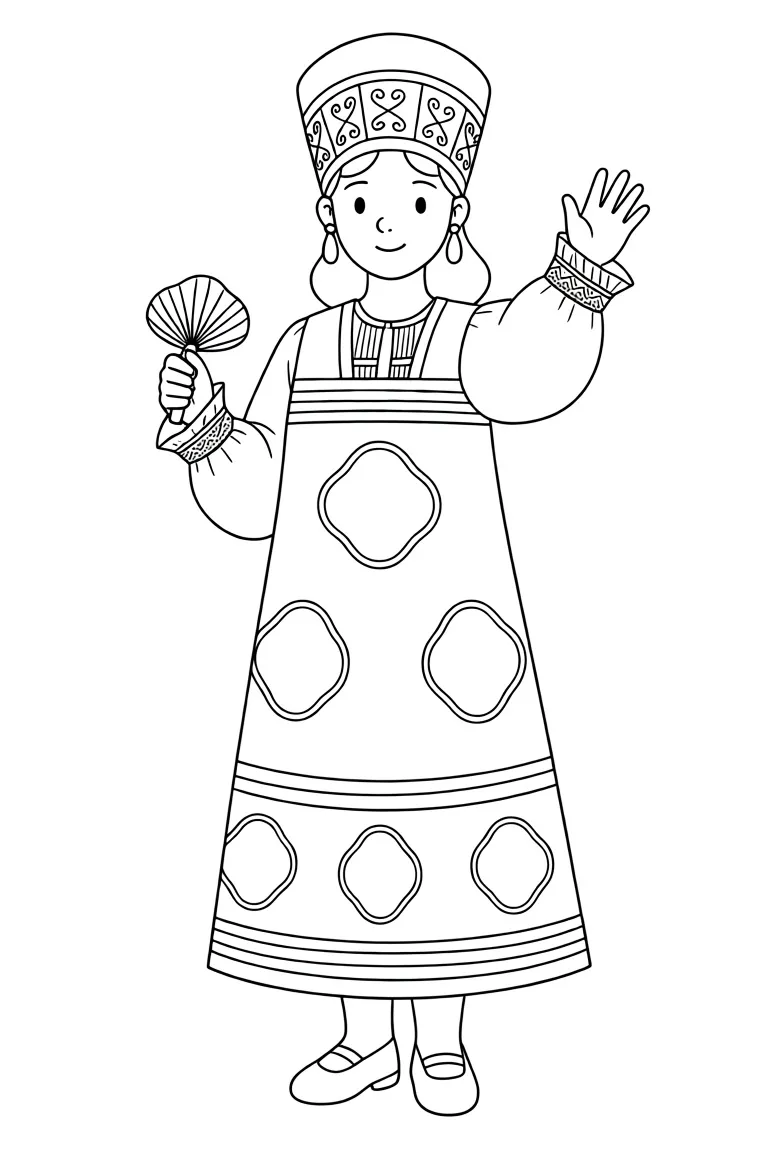 Раскраска – Сарафан Архангельской губернии