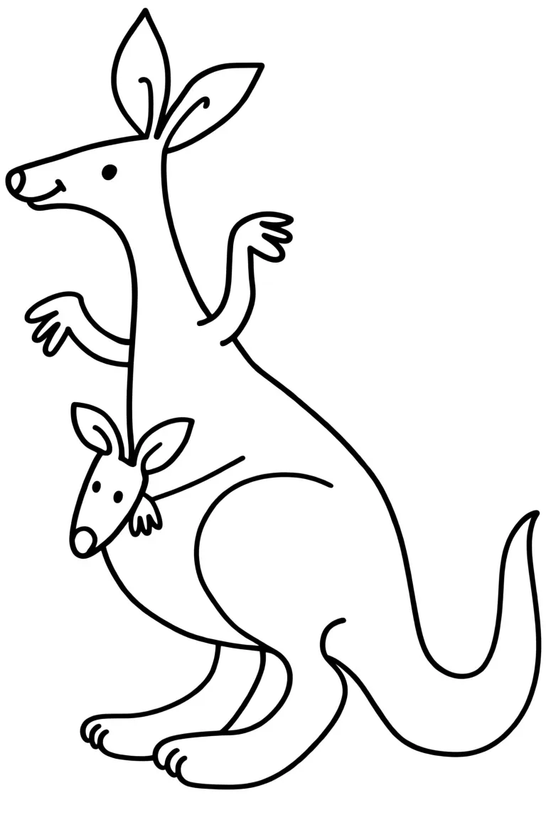 Раскраска – Семья кенгуру
