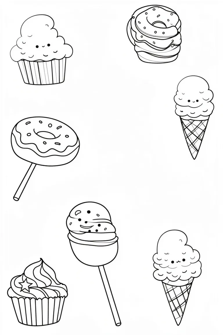 Раскраска – Сладкие вкусняшки