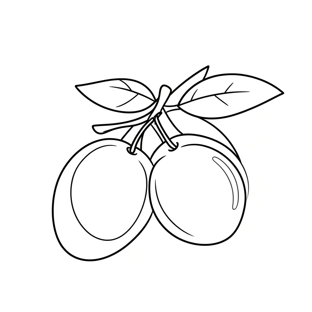 Раскраска – Слива на ветке