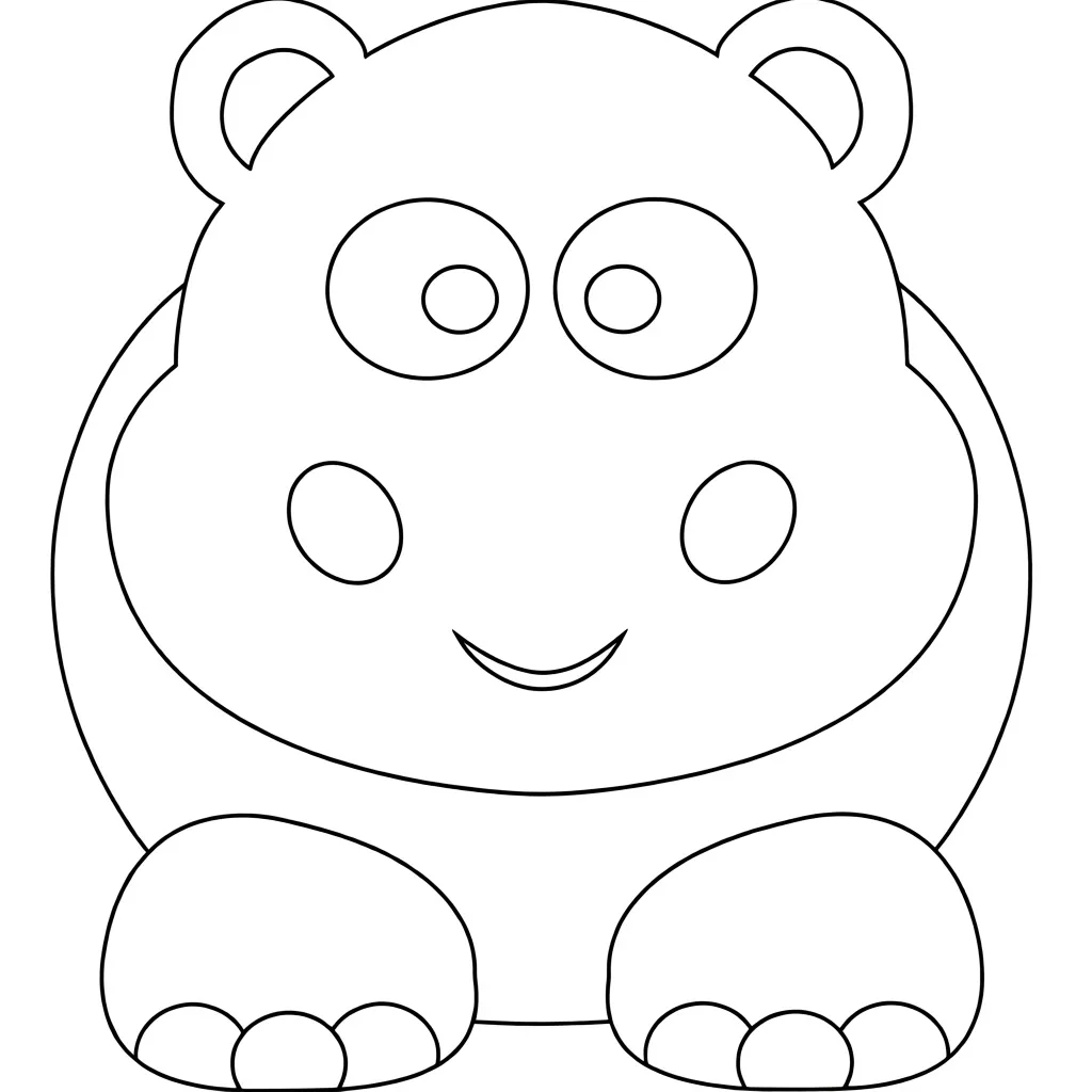 Раскраска – Смешной бегемотик