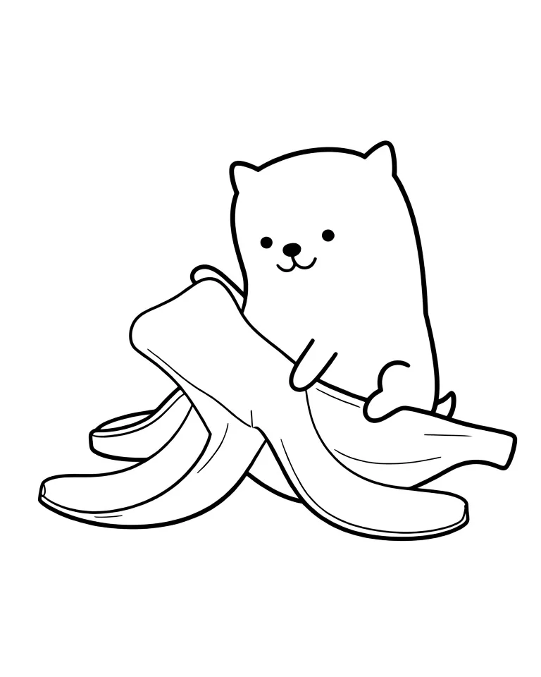 Раскраска – Собачка в банановой кожуре