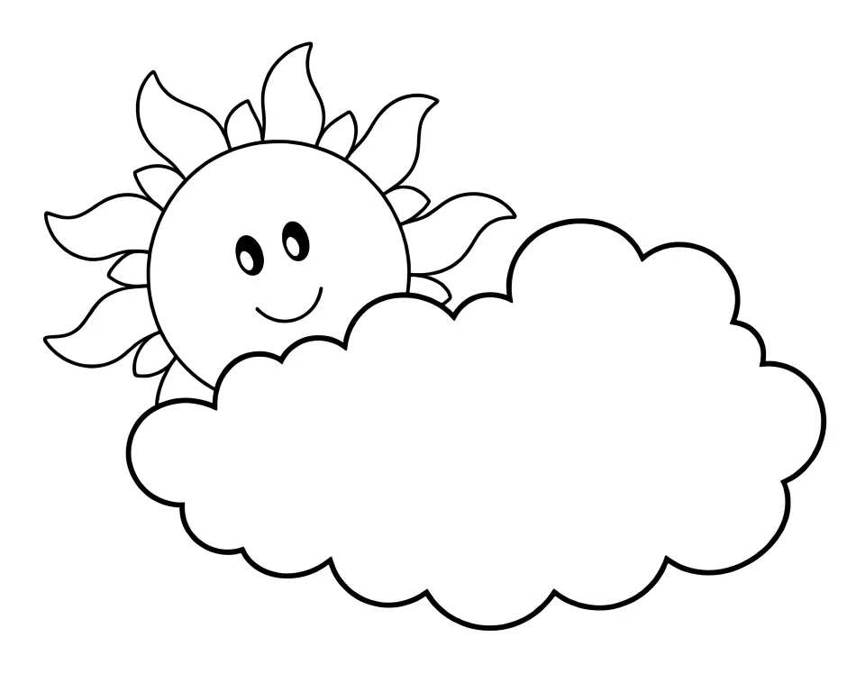 Раскраска – Солнышко спряталось за облаком