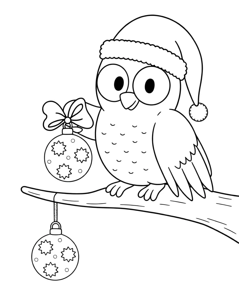 Раскраска – Сова на новый год