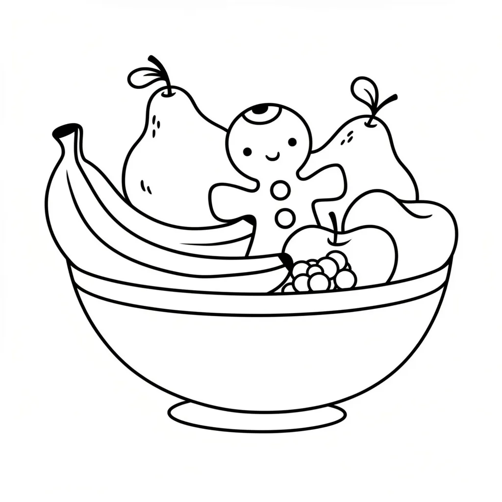 Раскраска – Тарелка с фруктами