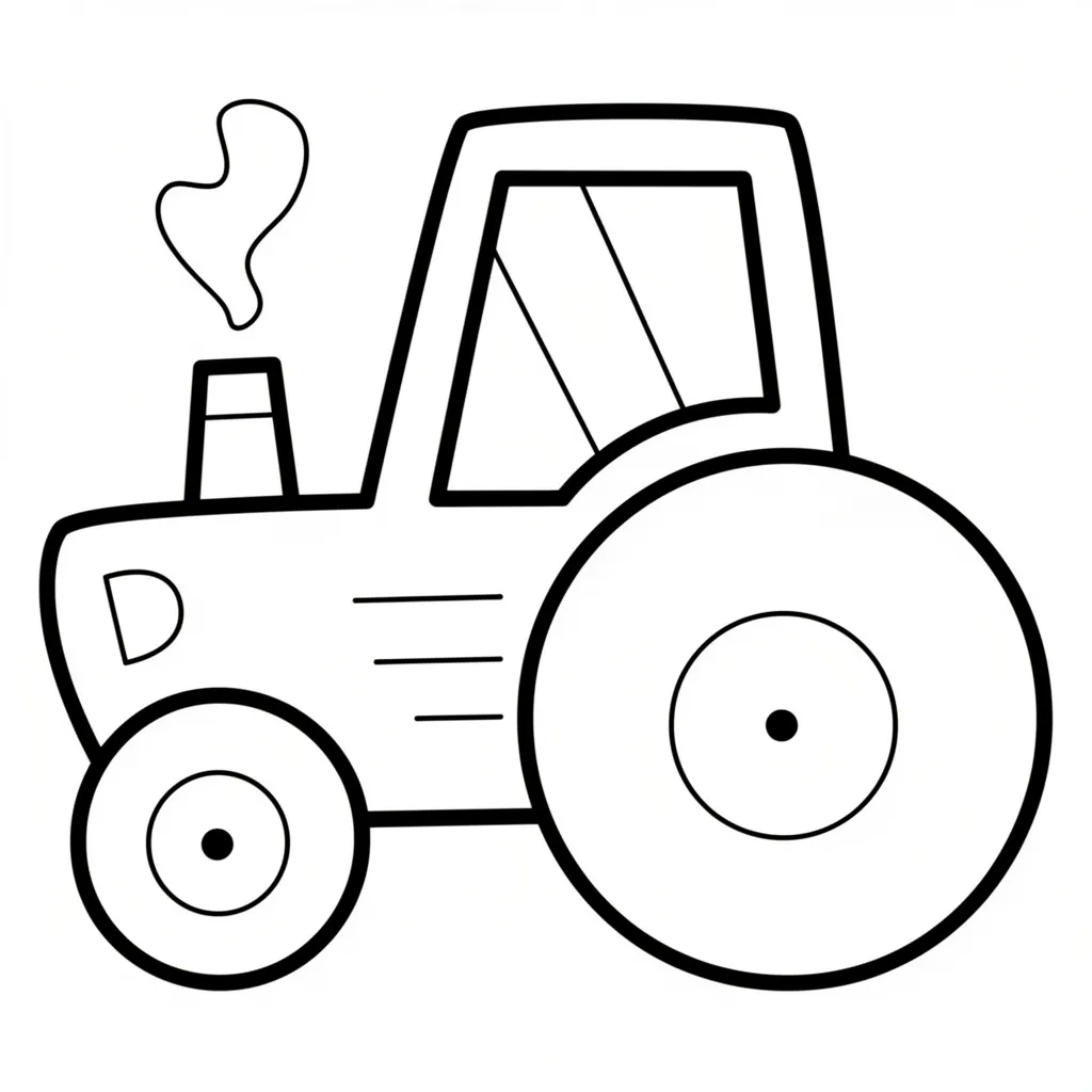 Раскраска – Трактор с выхлопной трубой