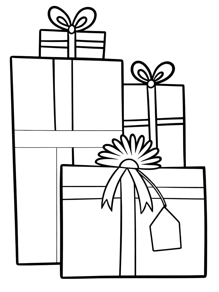 Раскраска – Три подарочные коробочки