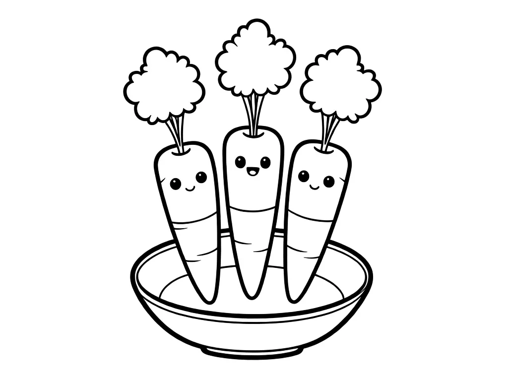 Раскраска – Три сочные морковки