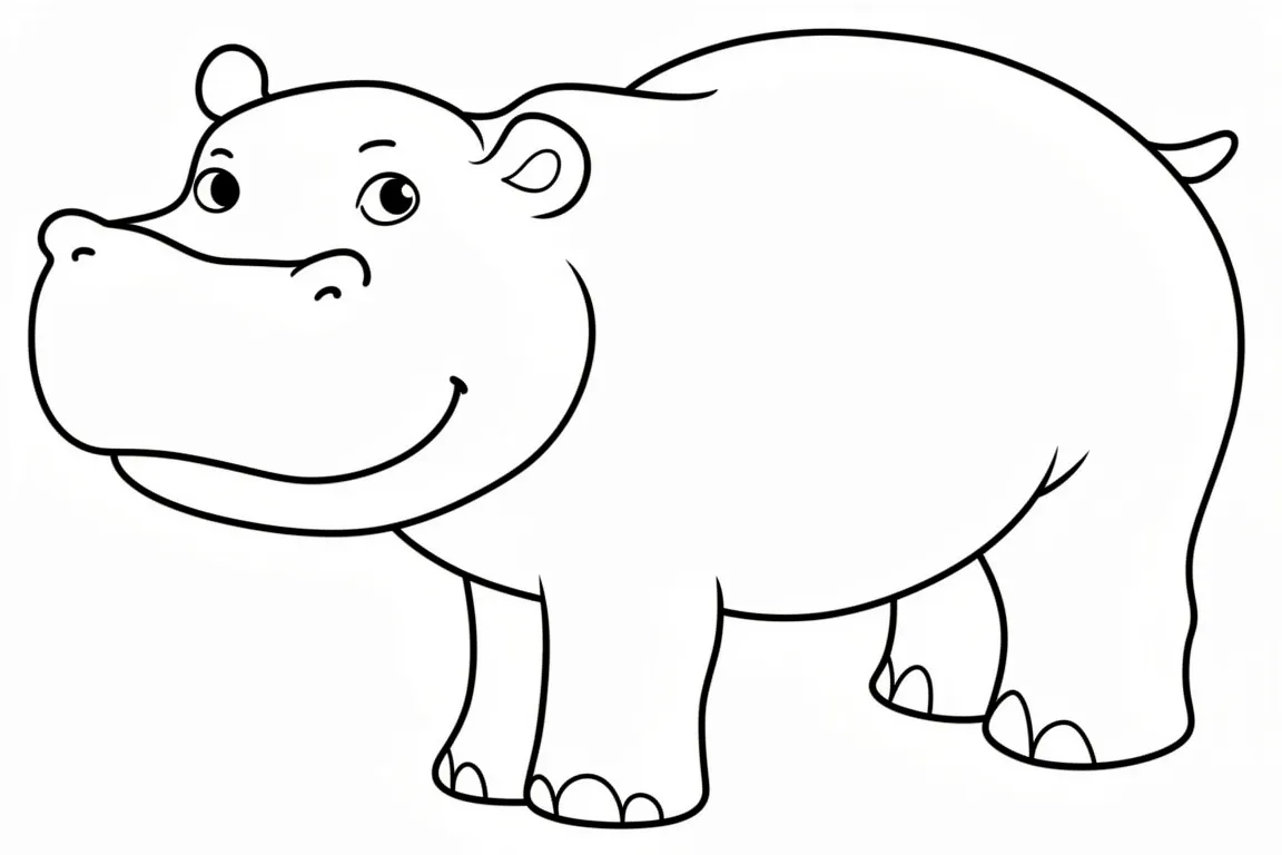 Раскраска – Улыбчивый бегемот