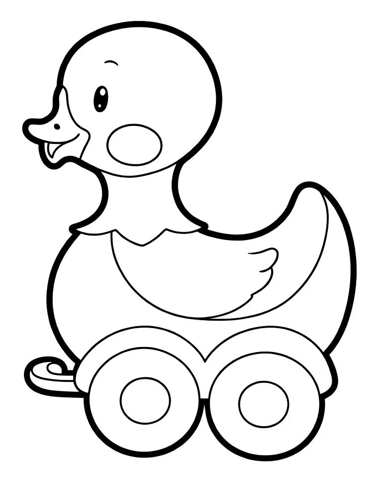 Раскраска – Уточка на колесах